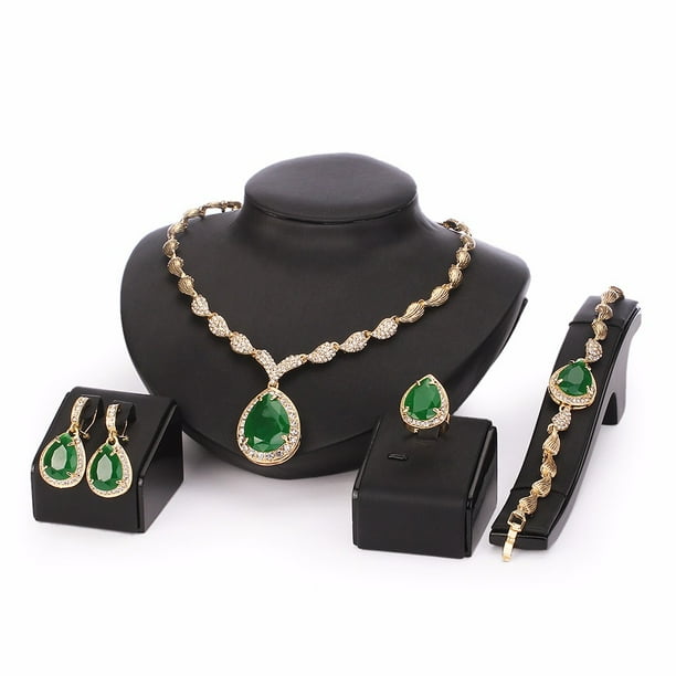 New 18K Gold Plated Jewelry Set CZ Elegant Hot Necklace Hook Earrings Bracelet New 18K Gold Plated Jewelry Set CZ Elegant Hot Necklace Hook Earrings Bracelet